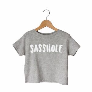 Custom-Made Cropped Tee, Size 4t. Sass-hole. Great Condition